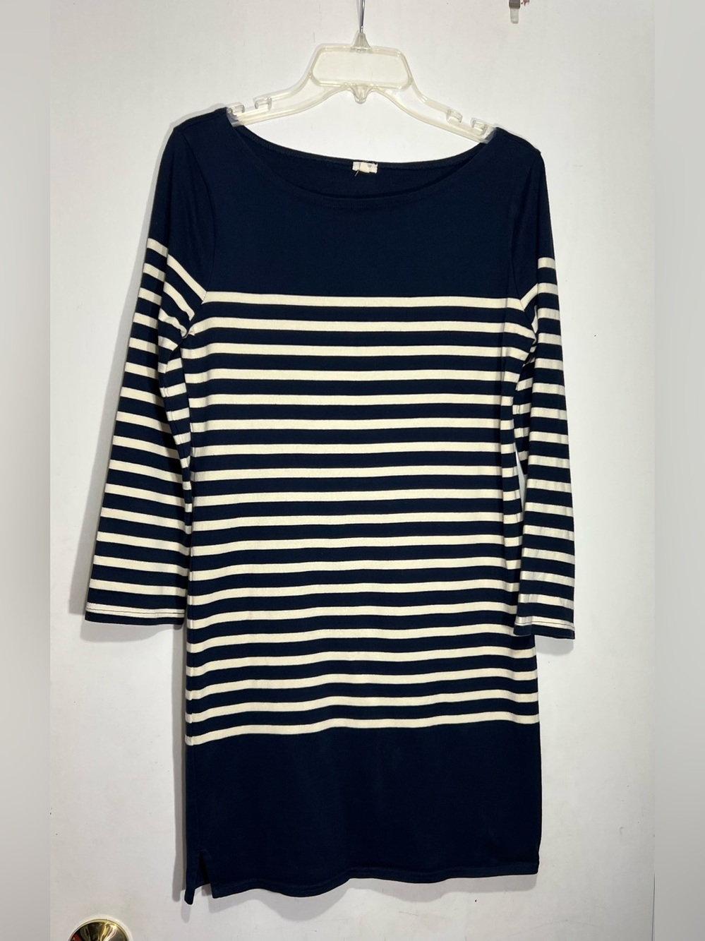 J.Crew Breton Stripe Cotton Knit Shift Dress Navy and Cream size S